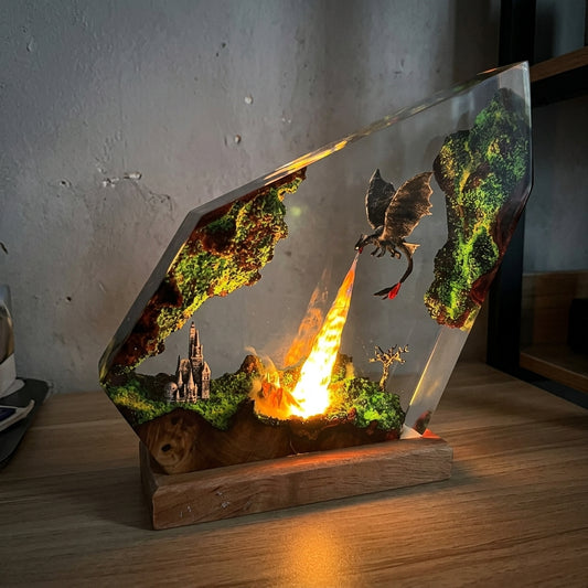 Dragonfire Resin Lamp