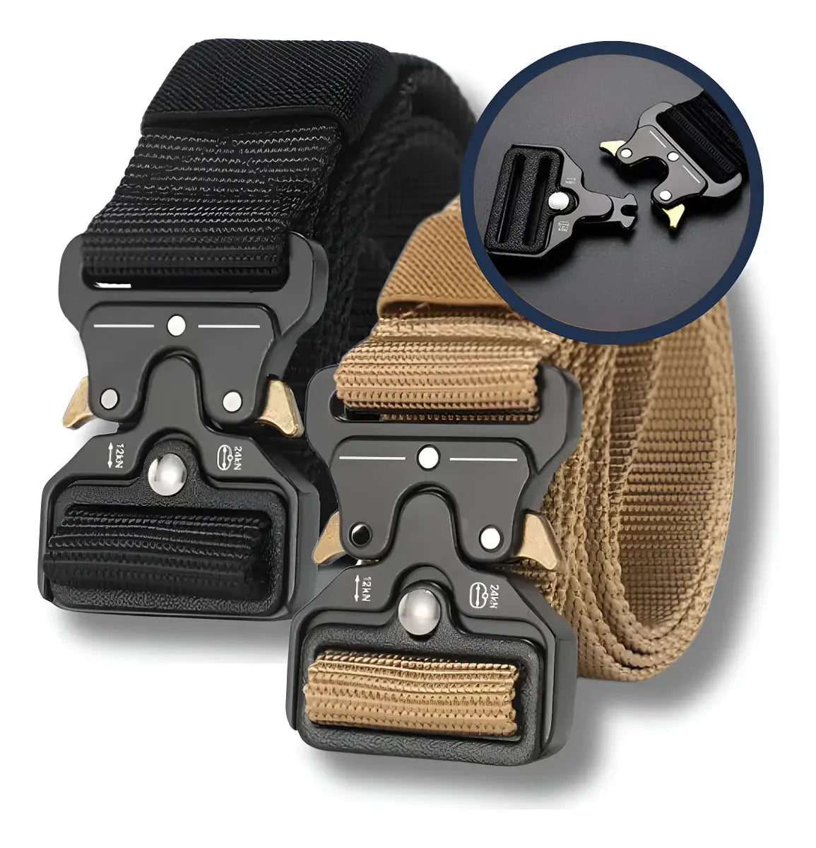 2-Pack Tactical Belts with Metal Buckles