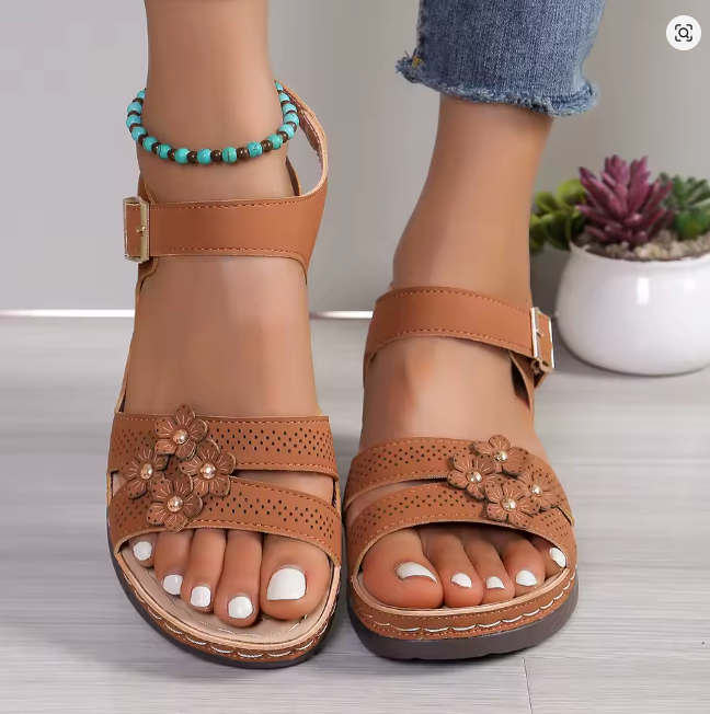 Women's Floral Cutout Platform Wedge Sandals
