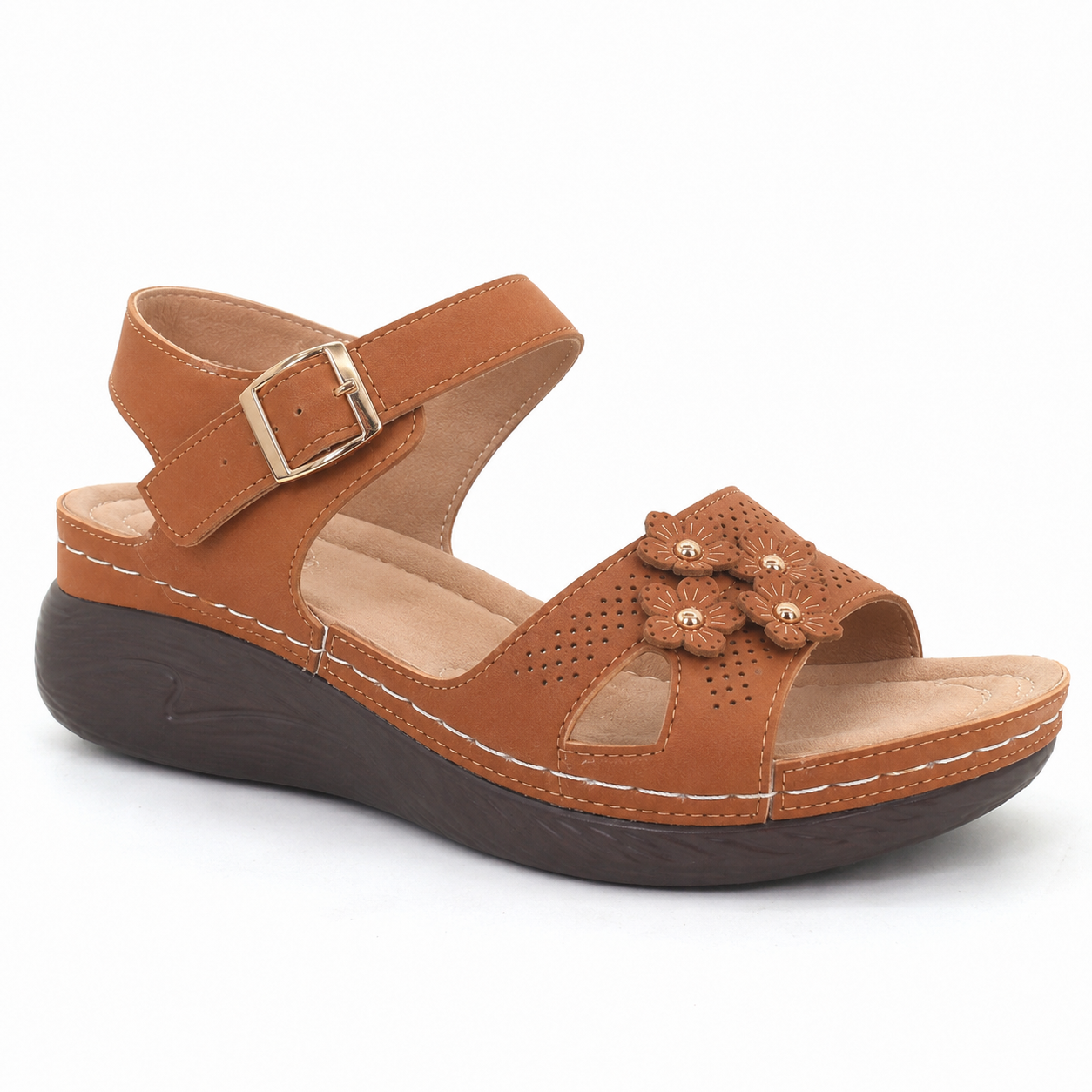 Women's Floral Cutout Platform Wedge Sandals