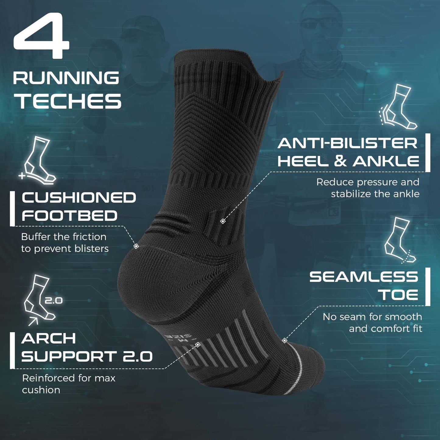 3-Pack Anti-Friction Work Socks