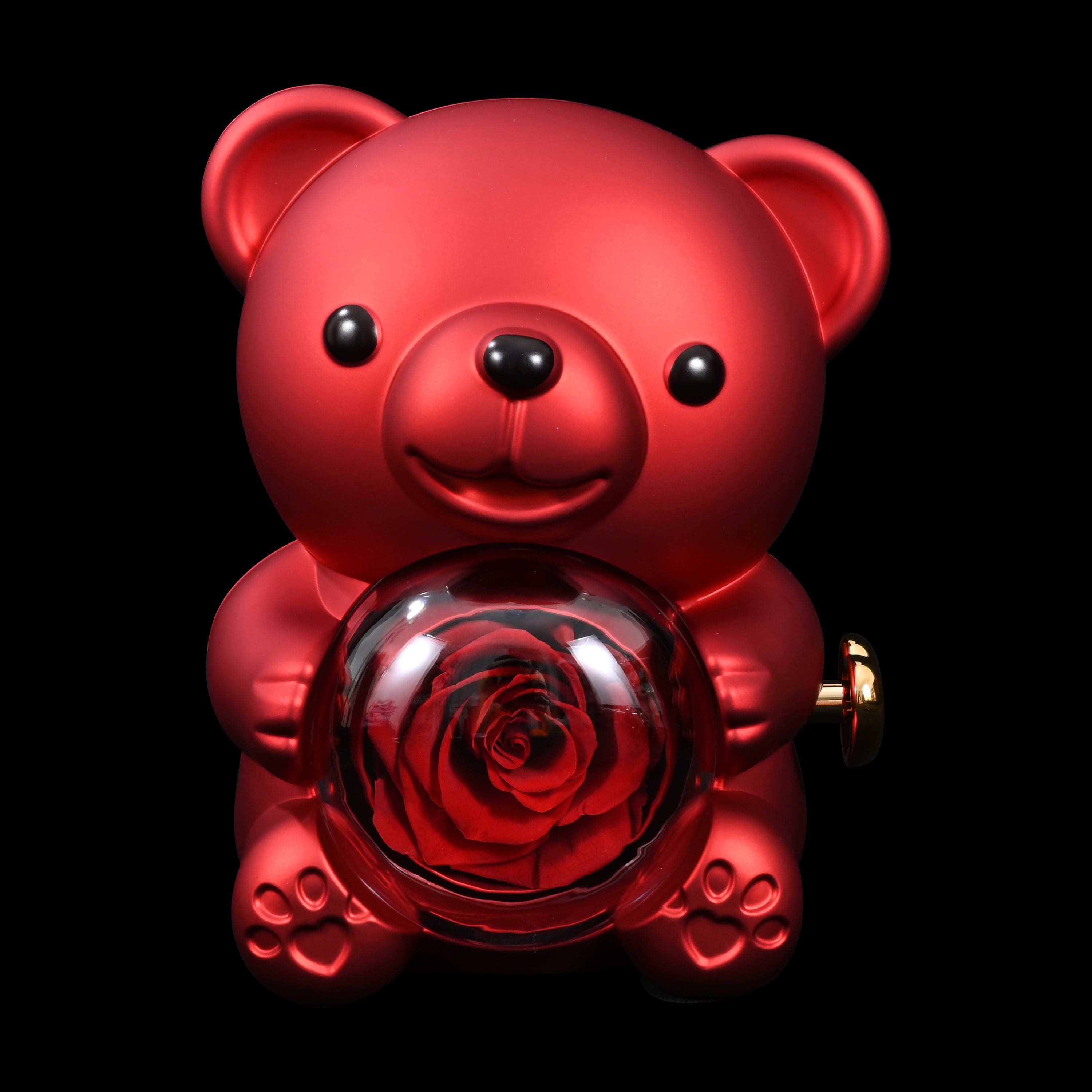 Ourson Avec Rose Éternelle - Collier Gravé