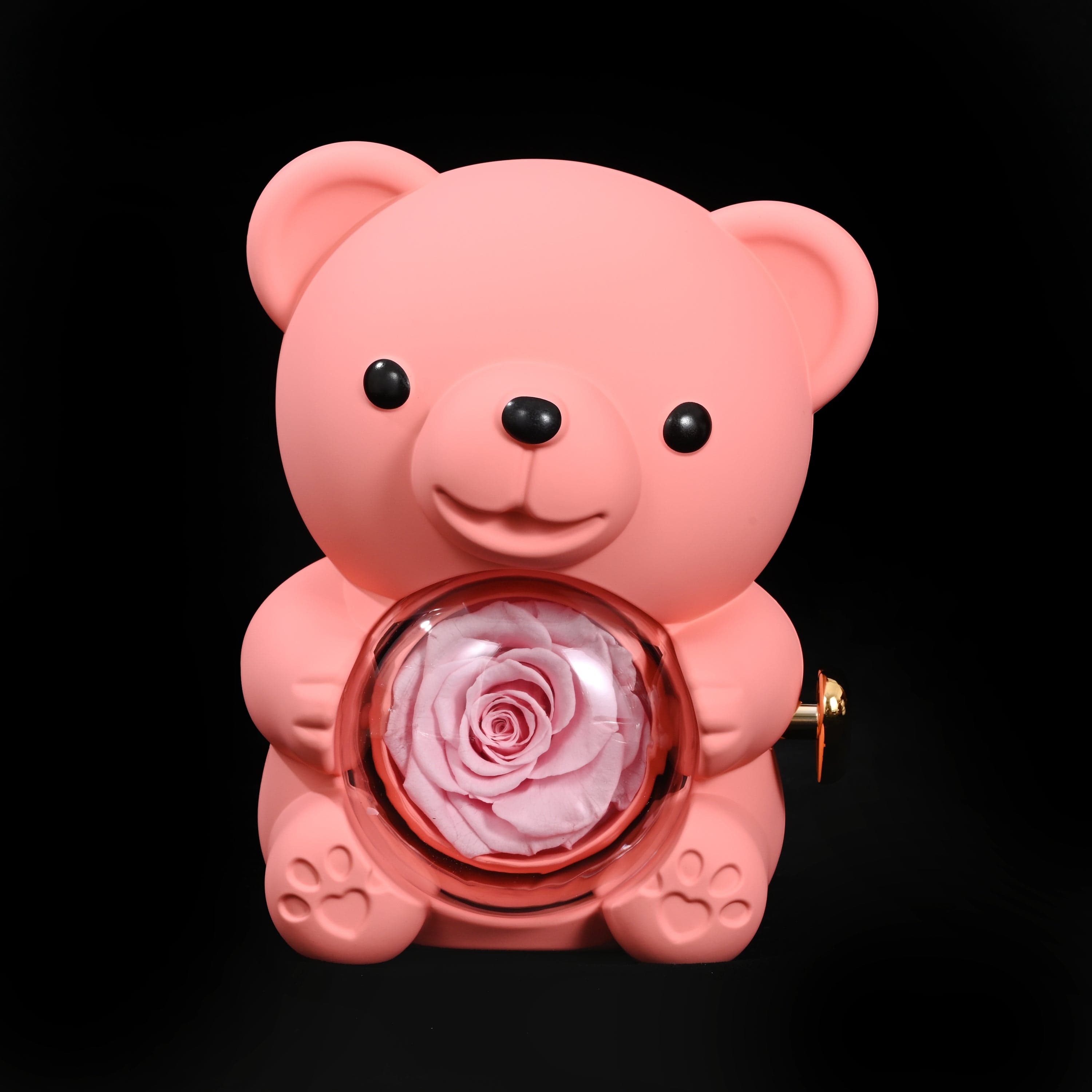 Ourson Avec Rose Éternelle - Collier Gravé
